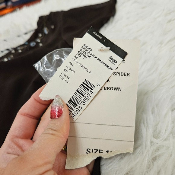 S.L. Fashions Sz 12 Y2k Brown Beaded Floral Embroidery Fairycore Whimsical Dress - Picture 8 of 10